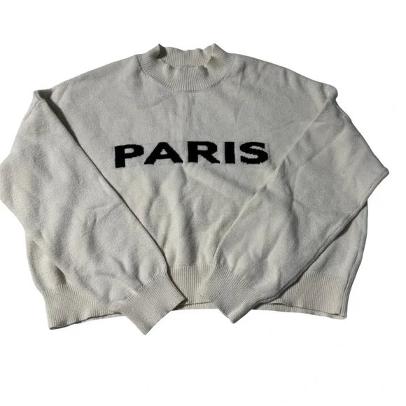 Sincerely Jules “Paris” Cropped Sweater – Oversized Fit – Size Medium Mock Neck - Picture 1 of 9